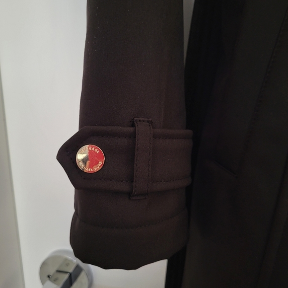 Michael Kors Women Black Full Zip Hooded Belted Fleece Lined Coat Jacket - Picture 11 of 14